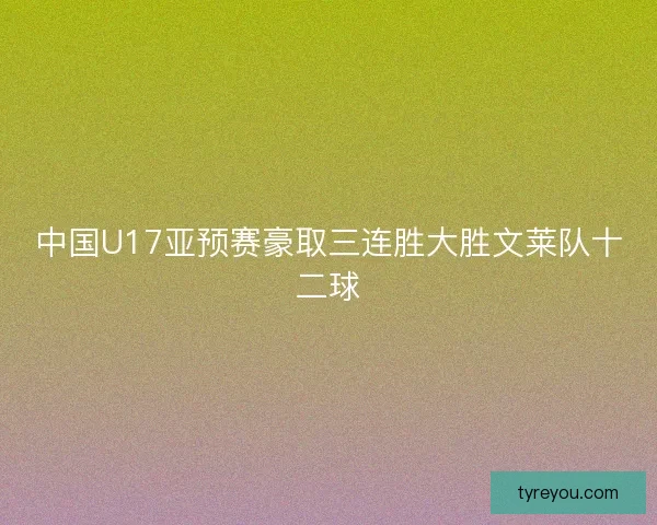 中国U17亚预赛豪取三连胜大胜文莱队十二球